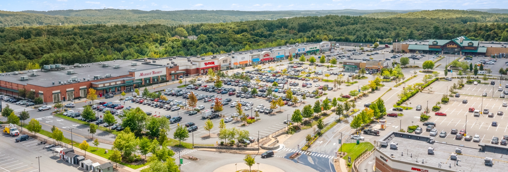 shops highland commons leasing hero desktop aerial view of The Shops at Highland Comons